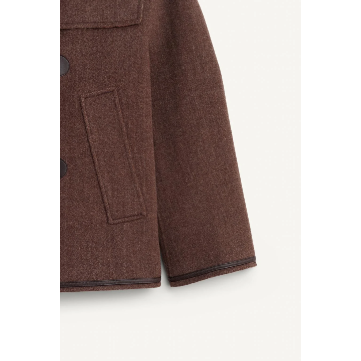 Пальто из ограниченной коллекции из шерсти с контрастной отделкой в клетку до середины икры