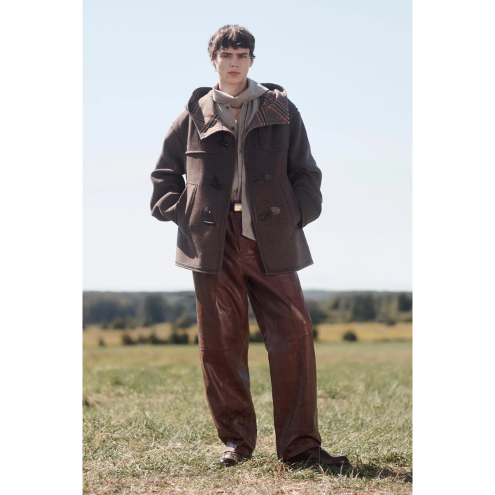 Пальто из ограниченной коллекции из шерсти с контрастной отделкой в клетку до середины икры