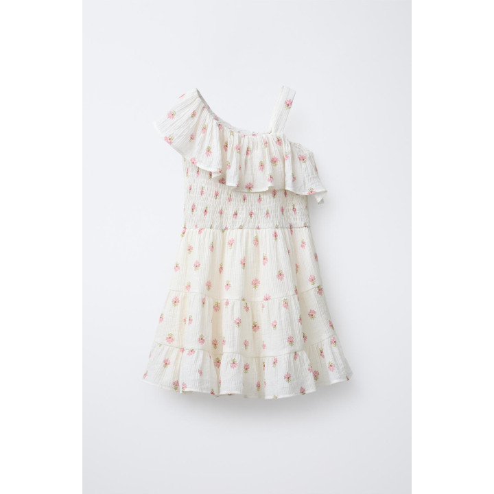 ПЛАТЬЕ С ТЕКСТУРНЫМИ ВОЛАНАМИ И ЦВЕТАМИ