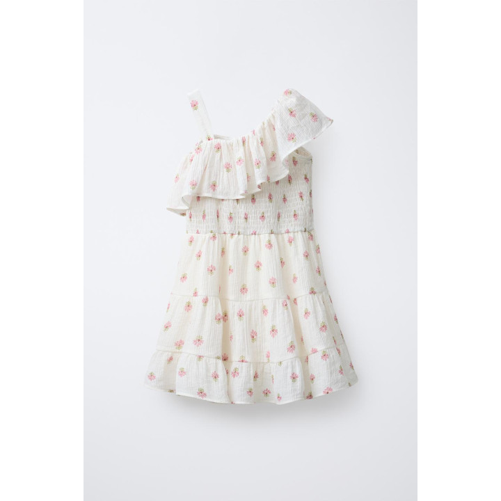 ПЛАТЬЕ С ТЕКСТУРНЫМИ ВОЛАНАМИ И ЦВЕТАМИ