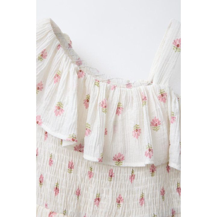 ПЛАТЬЕ С ТЕКСТУРНЫМИ ВОЛАНАМИ И ЦВЕТАМИ