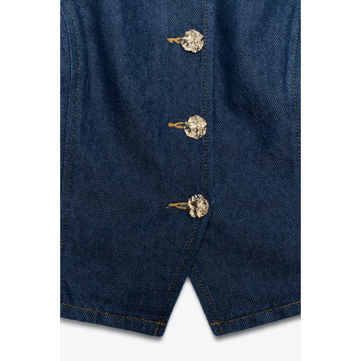 ДЖИНСОВЫЙ ЖИЛЕТ Z1975 С ЗОЛОТЫМИ ПУГОВИЦАМИ