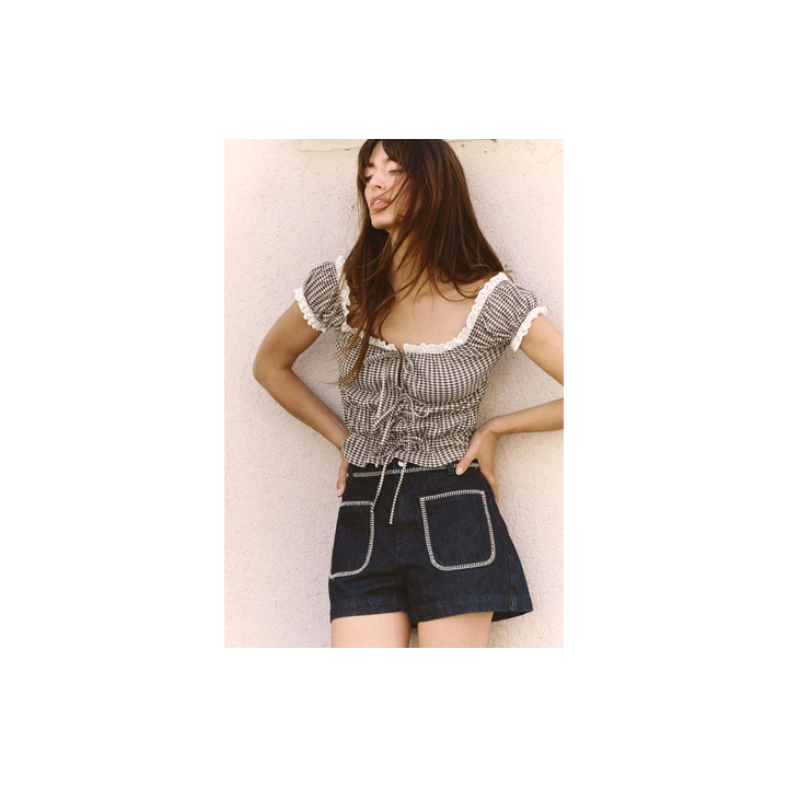 ДЖИНСОВЫЕ ШОРТЫ Z1975 С ВЫСОКОЙ ПОСАДКОЙ И ДЕКОРАТИВНОЙ СТРОЧКОЙ