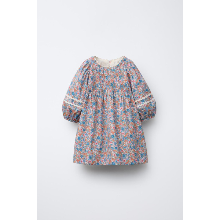 ПЛАТЬЕ С ЦВЕТОЧНЫМ ПРИНТОМ И ВОЛНИСТОЙ ОТДЕЛКОЙ