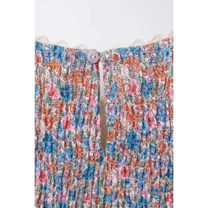 ПЛАТЬЕ С ЦВЕТОЧНЫМ ПРИНТОМ И ВОЛНИСТОЙ ОТДЕЛКОЙ