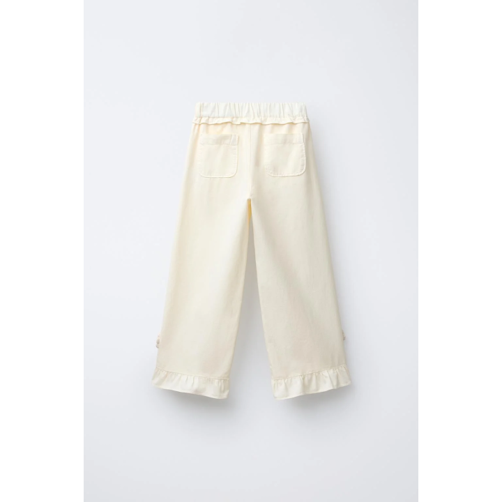 Брюки с широкими штанинами с оборками и кружевными цветами