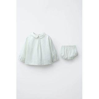 ЖАККАРДОВЫЙ КОМПЛЕКТ ИЗ РУБАШКИ И ТРУСИКОВ В ПОЛОСКУ