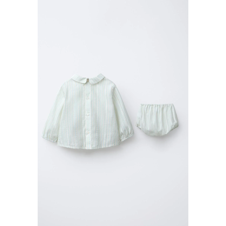 ЖАККАРДОВЫЙ КОМПЛЕКТ ИЗ РУБАШКИ И ТРУСИКОВ В ПОЛОСКУ