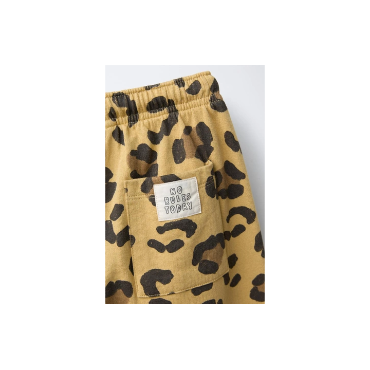 БРЮКИ STRAIGHT ИЗ МЯГКОЙ ТКАНИ С АНИМАЛИСТИЧЕСКИМ ПРИНТОМ