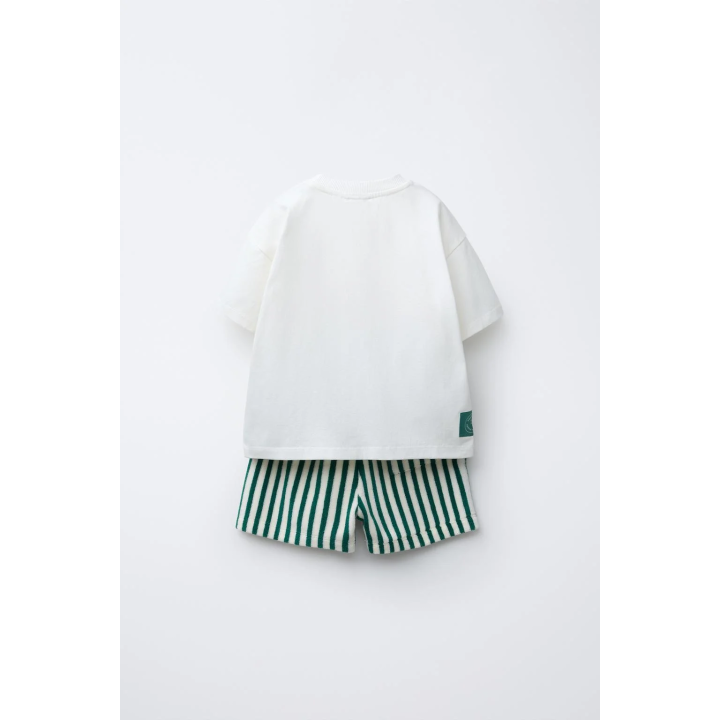 Набор футболки и шорт zara в полоску из махровой ткани