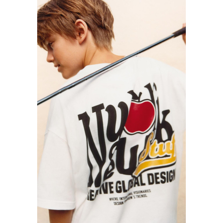 ФУТБОЛКА С РЕЛЬЕФНЫМ ПРИНТОМ NY