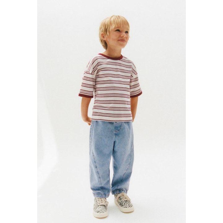 Футболка zara timeless - полосатая с контрастными обрезками