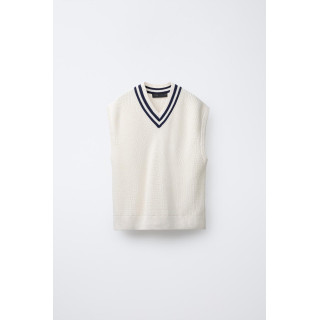 КОНТРАСТНЫЙ ТРИКОТАЖНЫЙ ЖИЛЕТ ВАРСИТИ