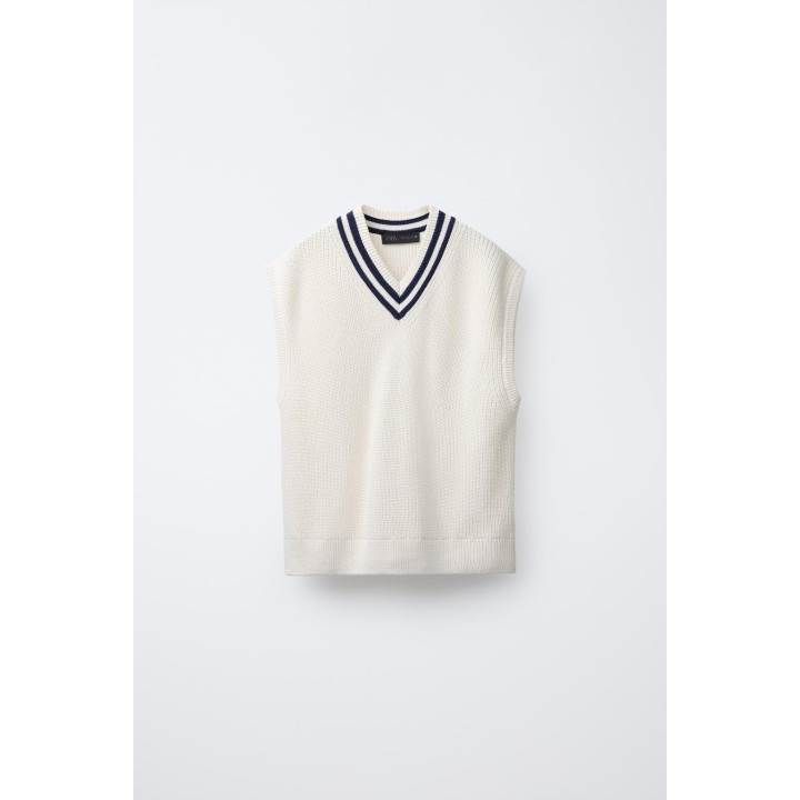 КОНТРАСТНЫЙ ТРИКОТАЖНЫЙ ЖИЛЕТ ВАРСИТИ