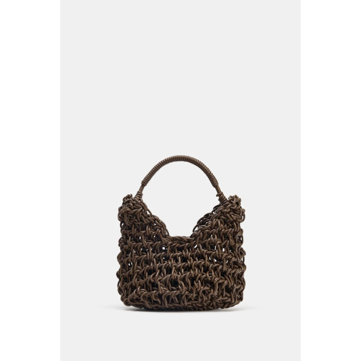 ПЛЕТЕНАЯ СУМКА С ДЕКОРАТИВНОЙ СТРОЧКОЙ