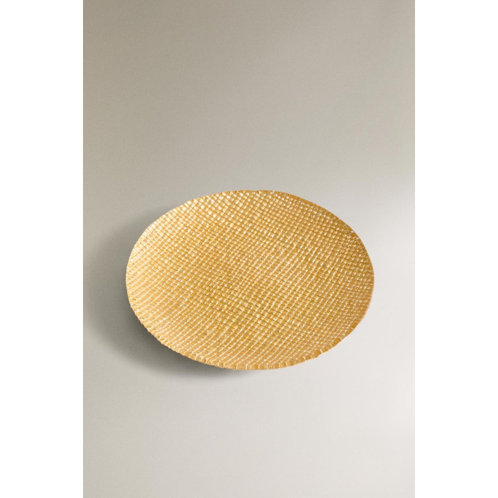 Золотая неправильная стеклянная десертная тарелка