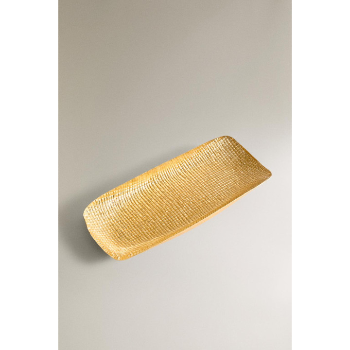 Золотая неправильная стеклянная поднос-тарелка