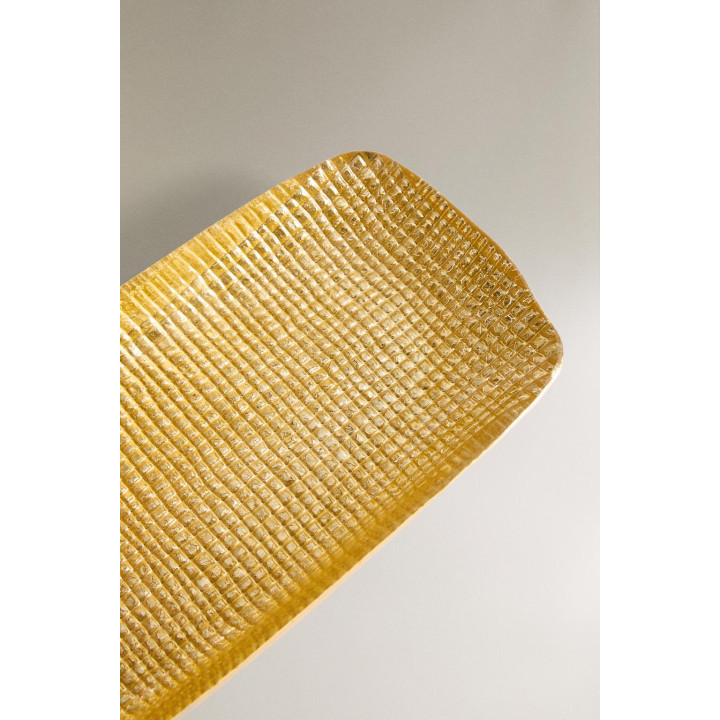 Золотая неправильная стеклянная поднос-тарелка