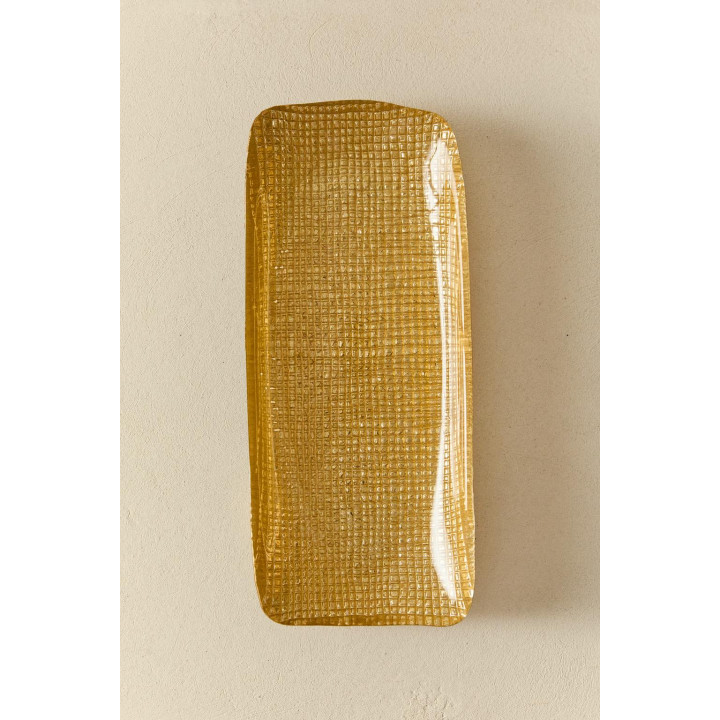 Золотая неправильная стеклянная поднос-тарелка