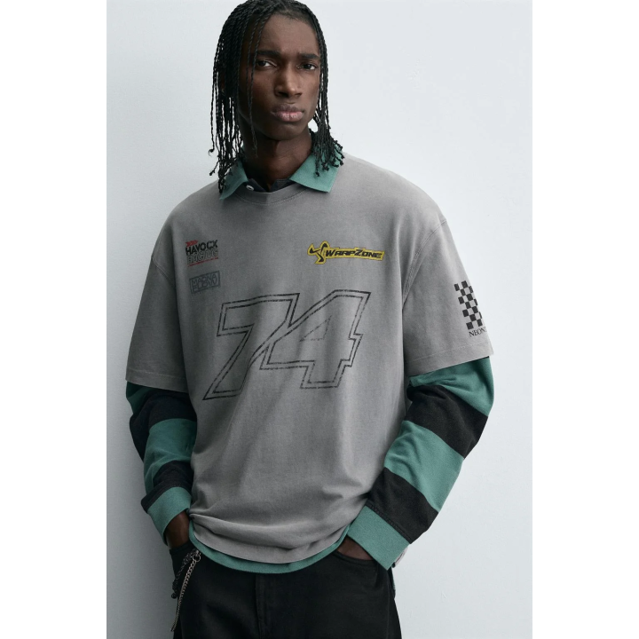 ФУТБОЛКА С МОТОЦИКЛЕТНЫМ ПРИНТОМ