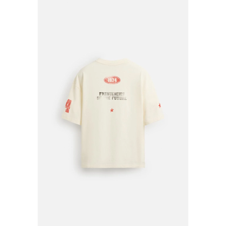 ФУТБОЛКА С ПРИНТАМИ И ЭФФЕКТОМ ПОТЕРТОСТИ