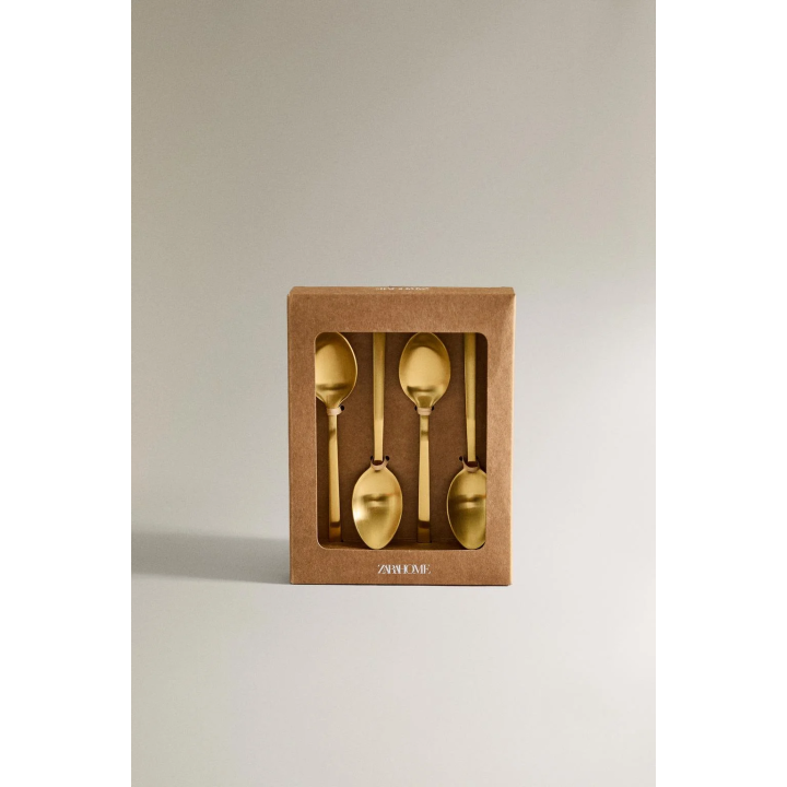 Набор золотых столовых ложек из нержавеющей стали (набор из 4 штук)