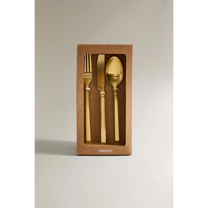 Набор столовых приборов из золотистой нержавеющей стали (3 предмета)