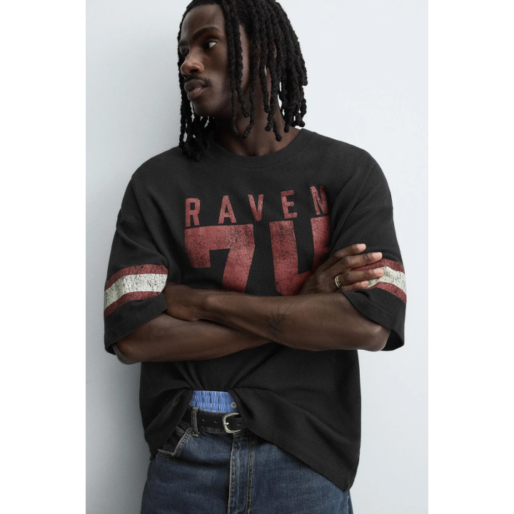 Вязанная футболка varsity с открытым трикотажем