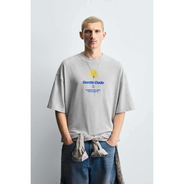 ФУТБОЛКА С КОМБИНИРОВАННЫМ ПРИНТОМ СОЛНЦА