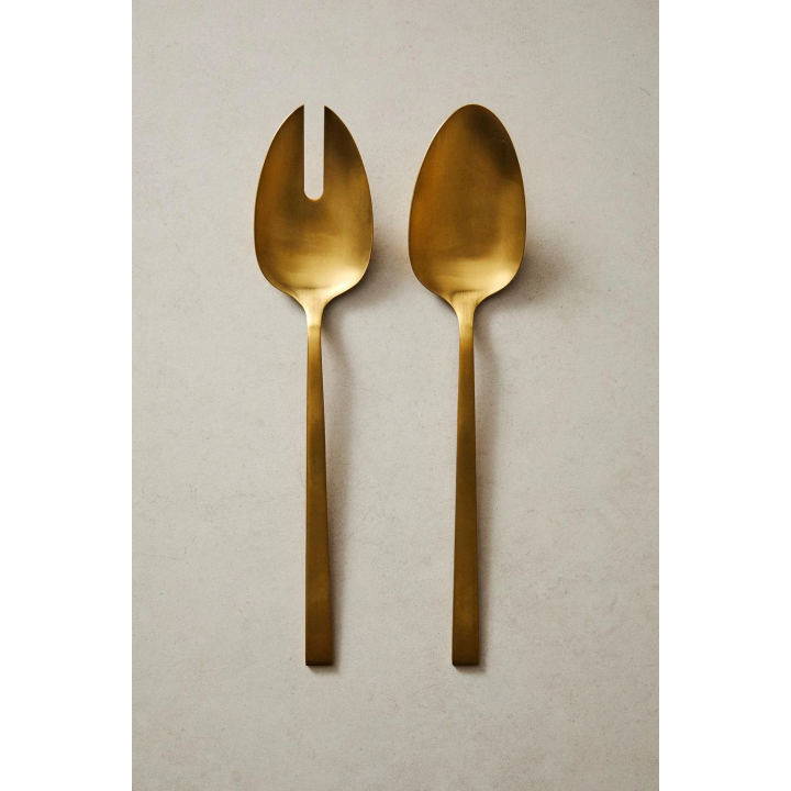Набор золотых столовых приборов для салата из нержавеющей стали (набор из 2 штук)