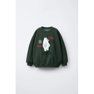 ТОЛСТОВКА С НАШИВКОЙ «МЕДВЕЖОНОК» ИЗ ИСКУССТВЕННОЙ ОВЧИНЫ