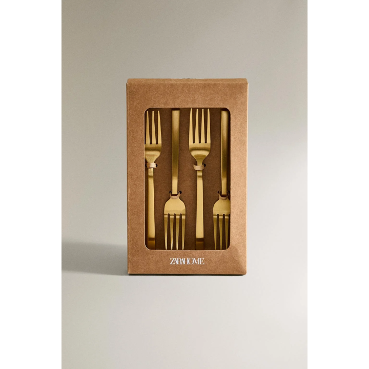 Набор золотых столовых вилок для десерта (набор из 4 шт.)