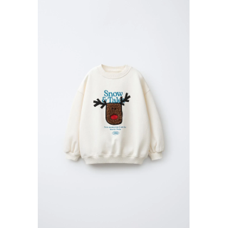 ТОЛСТОВКА С НАШИВКОЙ «ОЛЕНЬ» ИЗ ИСКУССТВЕННОЙ ОВЧИНЫ