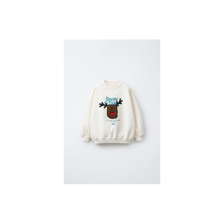 ТОЛСТОВКА С НАШИВКОЙ «ОЛЕНЬ» ИЗ ИСКУССТВЕННОЙ ОВЧИНЫ