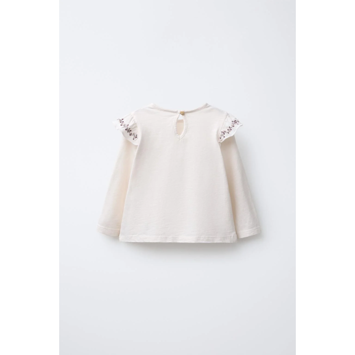 ФУТБОЛКА С ВОЛАНАМИ И ЦВЕТОЧНОЙ ВЫШИВКОЙ