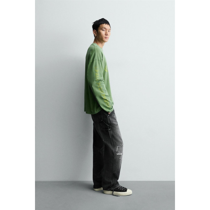 ФУТБОЛКА С НАДПИСЯМИ И ЭФФЕКТОМ ПОТЕРТОСТИ