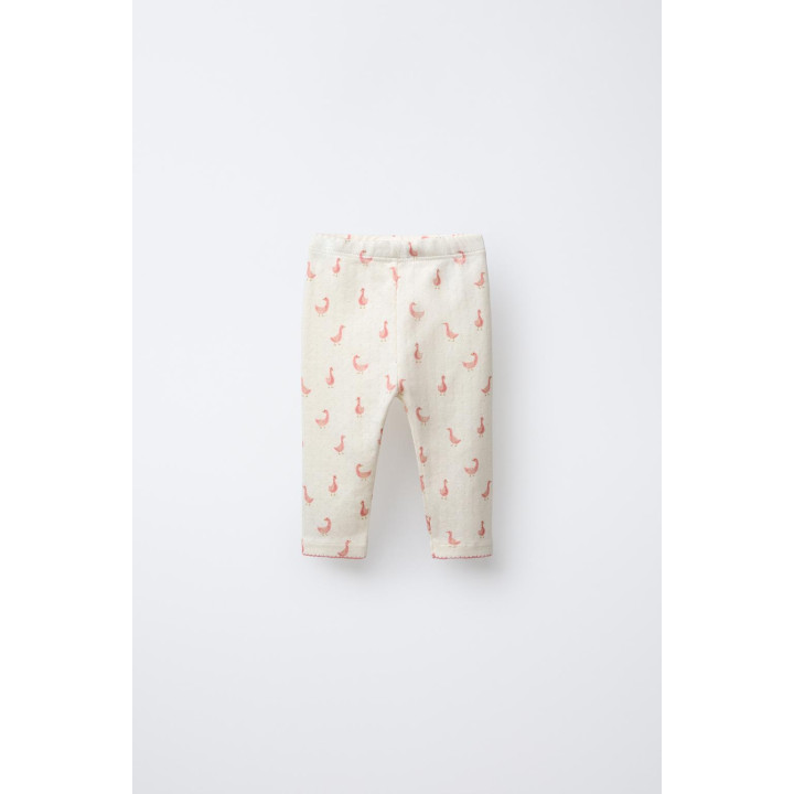 Леггинсы с резинкой и принтом гуся