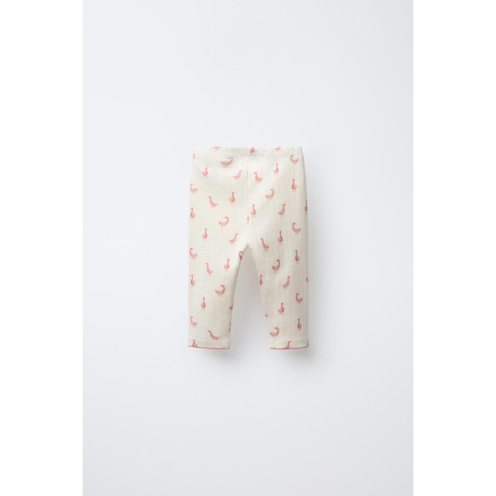 Леггинсы с резинкой и принтом гуся