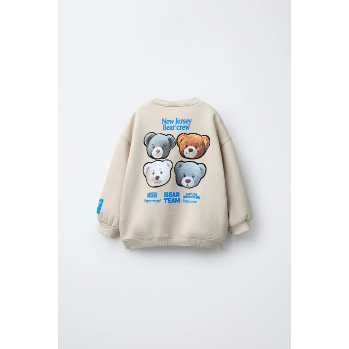 ТОЛСТОВКА С ПРИНТОМ МЕДВЕДЕЙ И ВЫШИВКОЙ ТЕКСТА