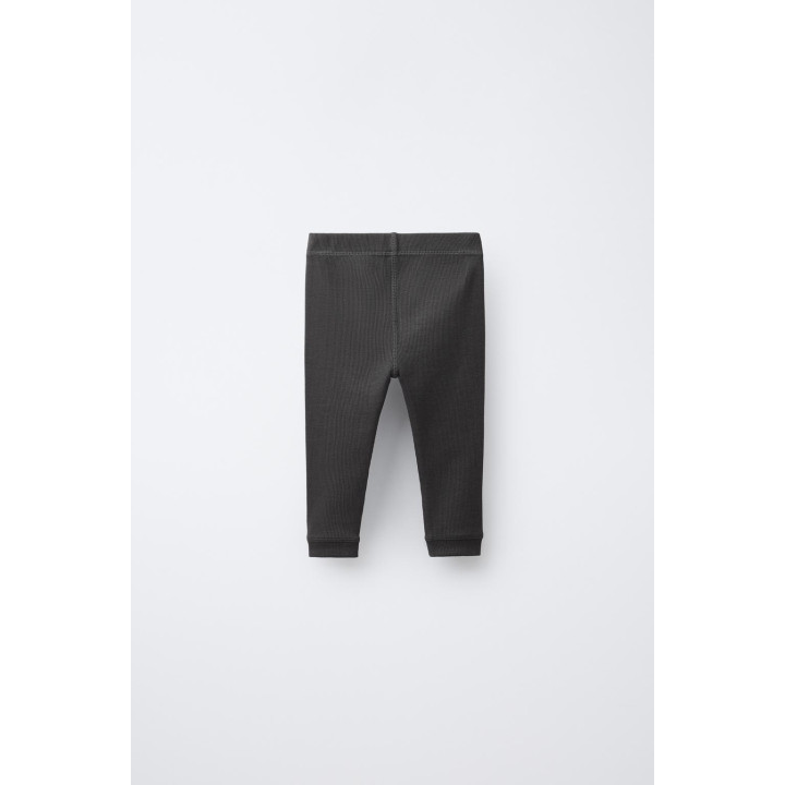 Лосины в рубчик с эластичным поясом и деталью метки