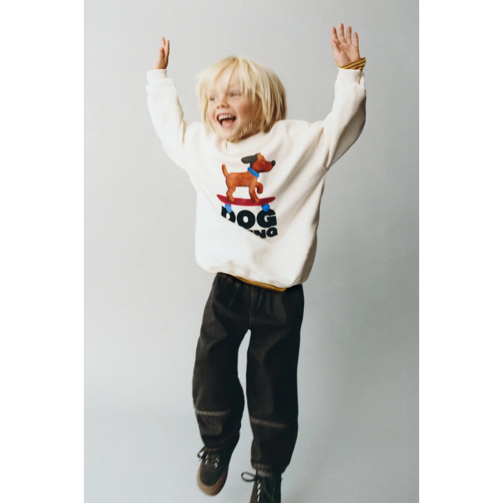 Свитшот с принтом собаки и бархатным слоганом