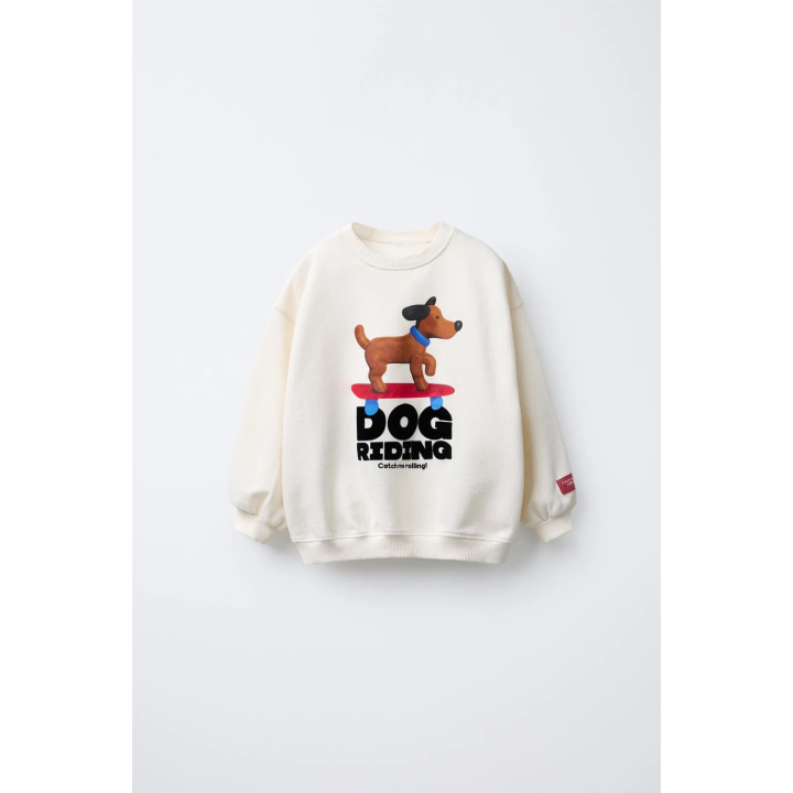 Свитшот с принтом собаки и бархатным слоганом