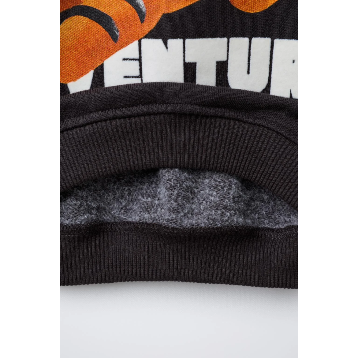 ТОЛСТОВКА С ПРИНТОМ «ТИГР» И ФЛОКИРОВАННЫМ ТЕКСТОМ