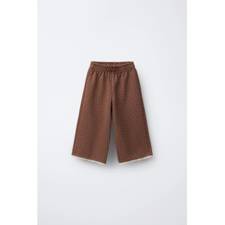 БРЮКИ-КЮЛОТЫ ИЗ МЯГКОЙ ТКАНИ С ПРИНТОМ И КРУЖЕВОМ