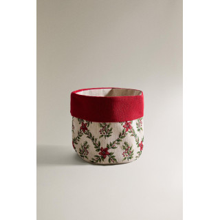 Плетеная корзина для хлеба с новогодним узором из цветов zara