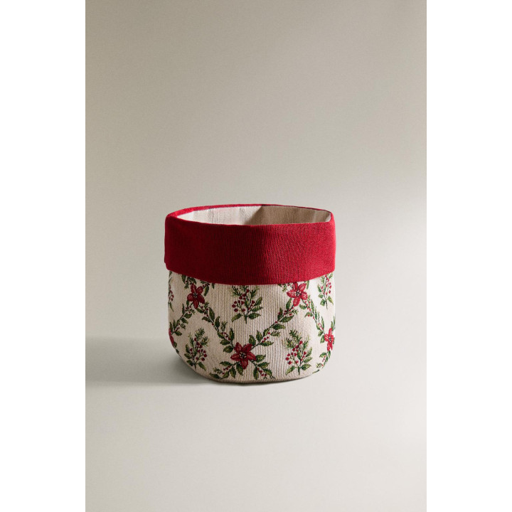 Плетеная корзина для хлеба с новогодним узором из цветов zara