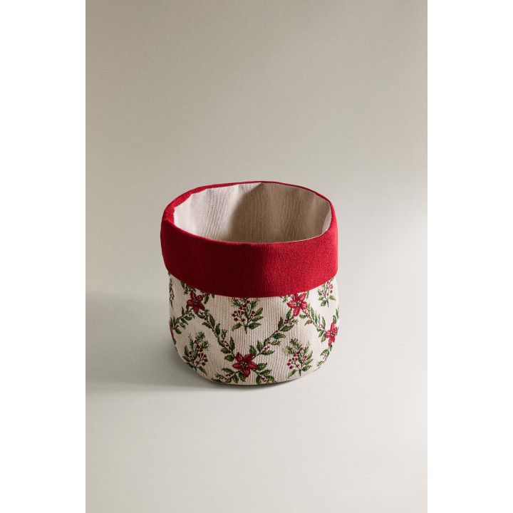 Плетеная корзина для хлеба с новогодним узором из цветов zara