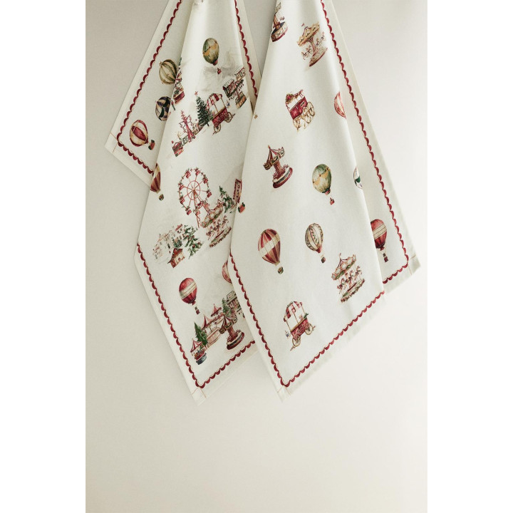 Набор хлопковых рождественских кухонных полотенец с воздушным шаром (набор из 2 штук)