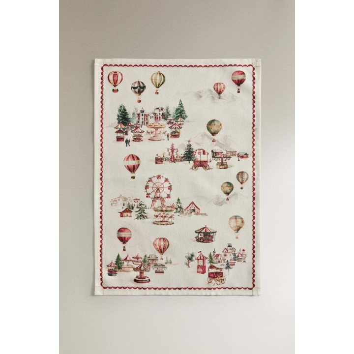 Набор хлопковых рождественских кухонных полотенец с воздушным шаром (набор из 2 штук)