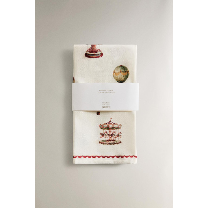 Набор хлопковых рождественских кухонных полотенец с воздушным шаром (набор из 2 штук)